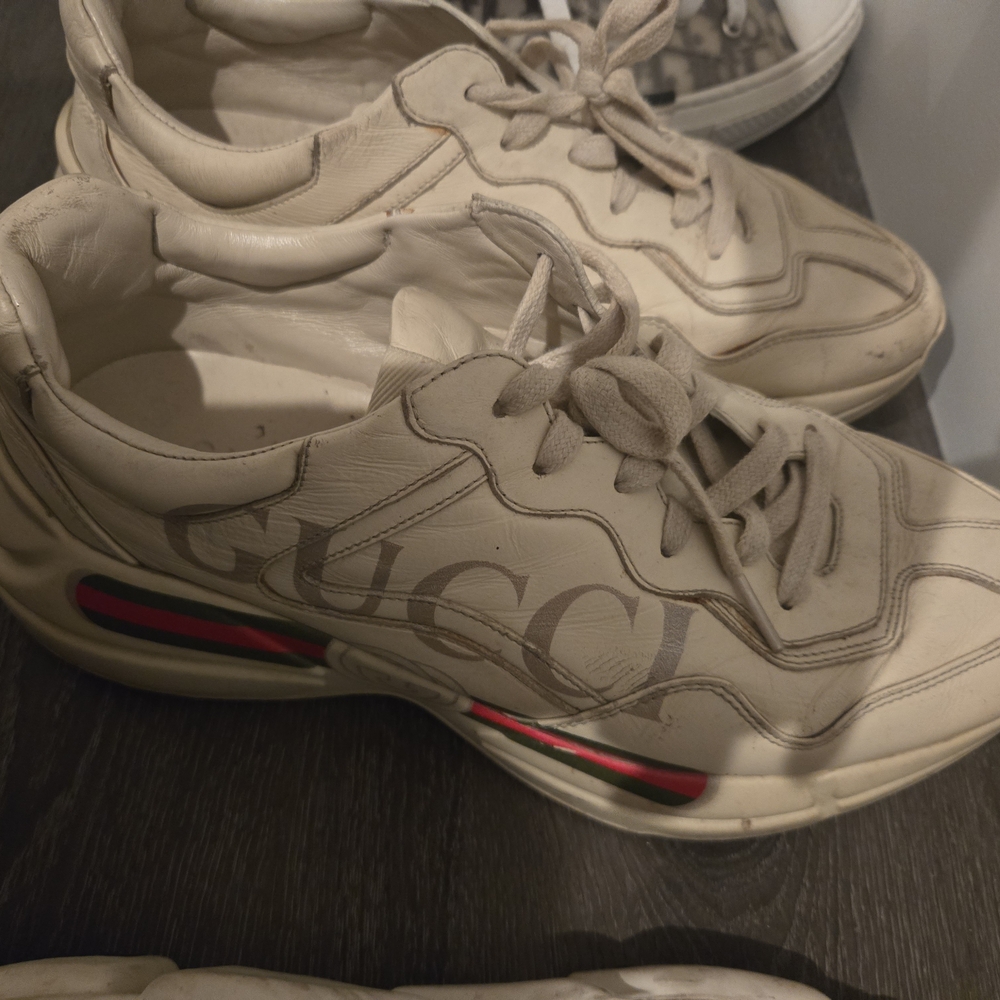 Gucci Beige Sneakers with Red Highlights